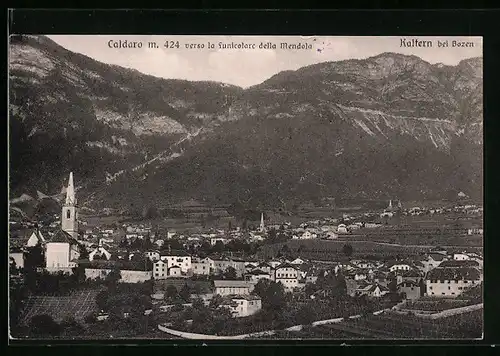 AK Kaltern bei Bozen, Panorama verso la Funicolare della Mendola