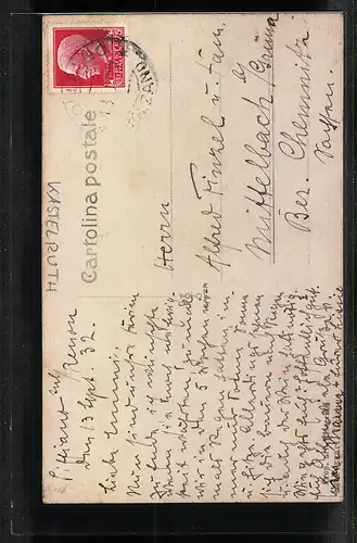 AK Kastelruth, Ortspartie mit Kirche, Bergpanorama