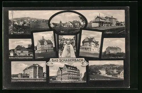 AK Bad Schallerbach, Totalansicht, Bad, Bahnhof, Kurhaus St. Raphael