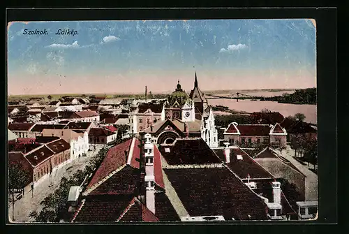 AK Szolnok, Totalansicht mit Blick zur Synagoge