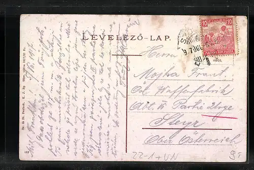 AK Szolnok, Totalansicht mit Blick zur Synagoge