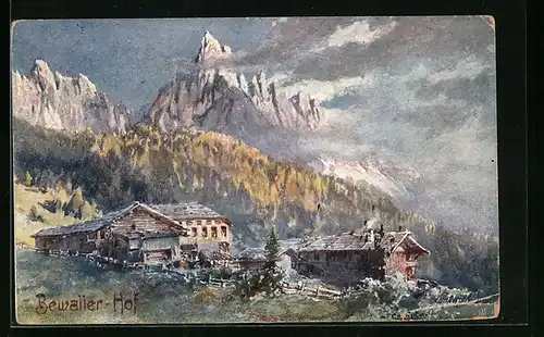 Künstler-AK Edward Theodore Compton: Deutschnofen-Eggen, Bewaller Hof in Alpenlandschaft