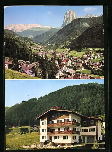 AK St. Ulrich, Pension Garni Toni, Teilansicht, Dolomiten