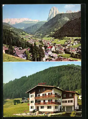 AK St. Ulrich, Pension Garni Toni, Teilansicht, Dolomiten