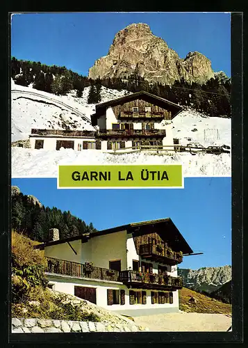 AK Pecosta-Vorvara /Val Badia, Pension Garni La Ütia im Sommer und im Winter