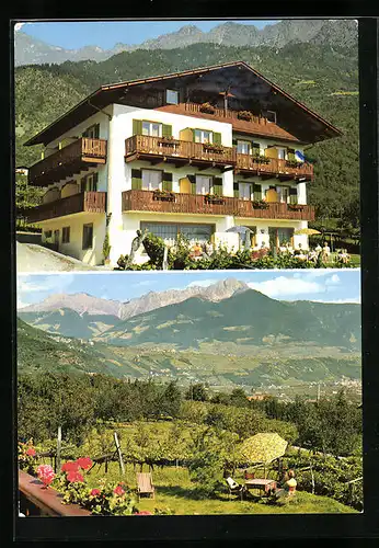 AK Algund bei Meran, Erholungsheim Alpenblick, 47 Alte Landstrasse, Garten