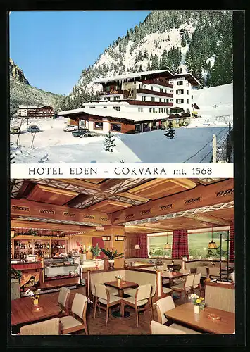 AK Corvara in Badia /Bolzano, Hotel Eden im Schnee, Innenansicht