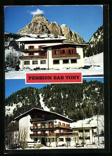 AK Corvara-Badia, Pension Bar Villa Toni im Schnee, Mehrfachansicht