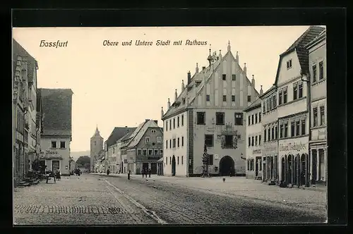 AK Hassfurt, Obere und Untere Stadt mit Rathaus