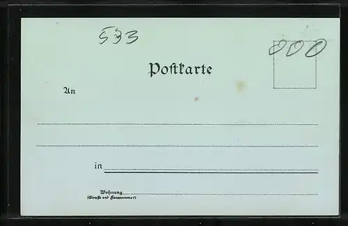 Mondschein-Lithographie Königswinter, Totalansicht mit Uferpartie