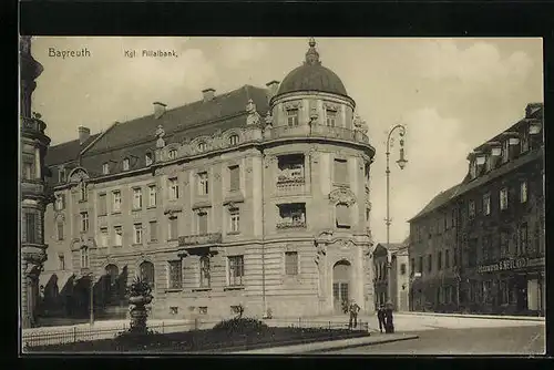 AK Bayreuth, Strassenpartie mit Kgl. Filialbank