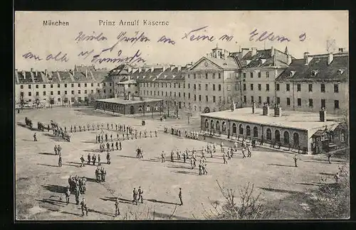 AK München, Prinz Arnulf Kaserne aus der Vogelschau
