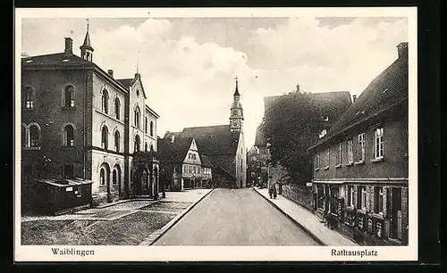 AK Waiblingen, Blick zum Rathausplatz