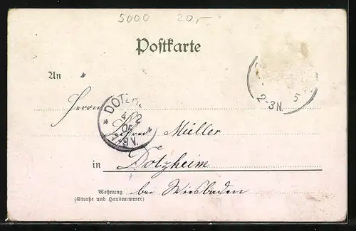 Lithographie Köln, Hohenzollernring, Rathaus