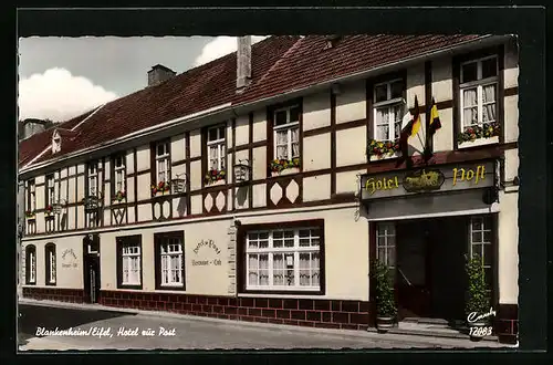 AK Blankenheim /Eifel, Hotel zur Post mit Fahnenschmuck