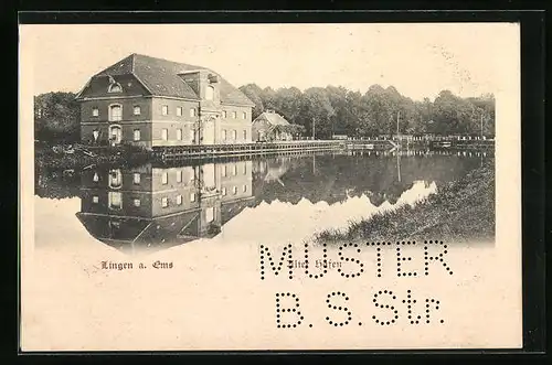 AK Lingen a. Ems, Hafen mit Kontorgebäude