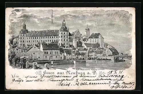 AK Neuburg a. D., Ortsansicht mit Donaupartie