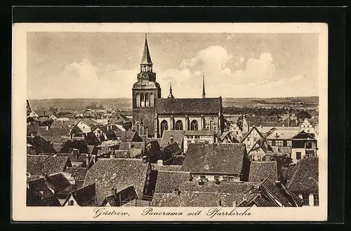 AK Güstrow, Panorama mit Pfarrkirche
