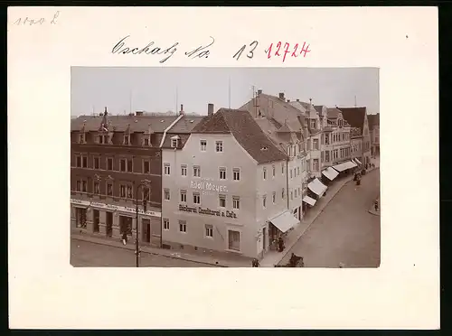 Fotografie Brück & Sohn Meissen, Ansicht Oschatz, Blick in die Sporerstrasse mit Juwelier Adolf Meyer, Woldemar Taubert