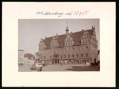 Fotografie Brück & Sohn Meissen, Ansicht Wittenberg / Elbe, Rathaus, Geschäft Hermann Hesse, Theodor Boost, Litfasssäule