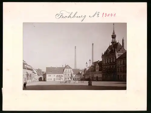 Fotografie Brück & Sohn Meissen, Ansicht Frohburg i. Sa., Markt mit Handlung Paul Oehme, Restaurant Brauhof, Polizei