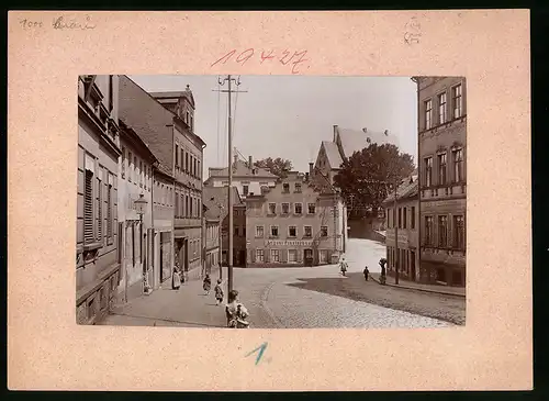 Fotografie Brück & Sohn Meissen, Ansicht Frankenberg i. Sa., Schlossstrasse mit Geschäft August Finsterbusch