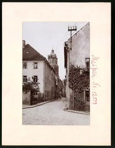 Fotografie Brück & Sohn Meissen, Ansicht Meissen i. Sa., Blick in die Rosengasse mit Schuhmacher Ernst Schmidt