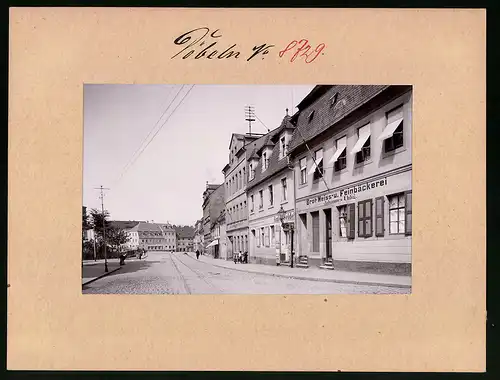 Fotografie Brück & Sohn Meissen, Ansicht Döbeln, Georgenstrasse mit Bäckerei Johannes Uhlig, Geschäft Guido Seide