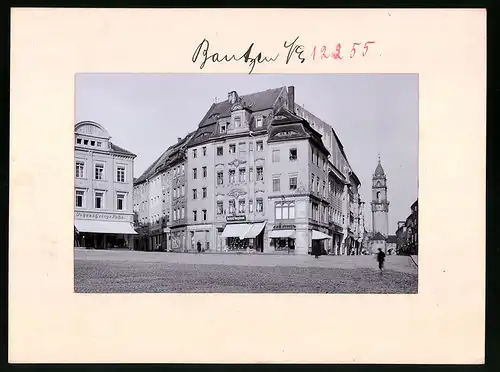 Fotografie Brück & Sohn Meissen, Ansicht Bautzen, Markt und Reichenstrasse mit Geschäft Reinh. Neugebauer, J. G. Pahn