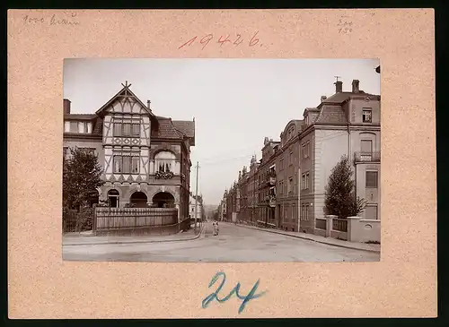 Fotografie Brück & Sohn Meissen, Ansicht Frankenberg i. Sa., Blick in die Winklerstrasse mit Restaurant Schillergarten