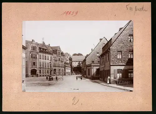 Fotografie Brück & Sohn Meissen, Ansicht Hainichen i. Sa., Blick auf den Neumarkt, Möbelhaus Bönisch