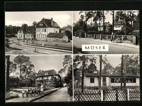 AK Möser bei Burg, Partie am Bahnhof, Kindergartenkinder