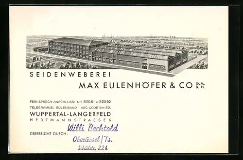 AK Wuppertal-Langerfeld, Gebäude der Seidenweberei Max Eulenhöfer & Co.