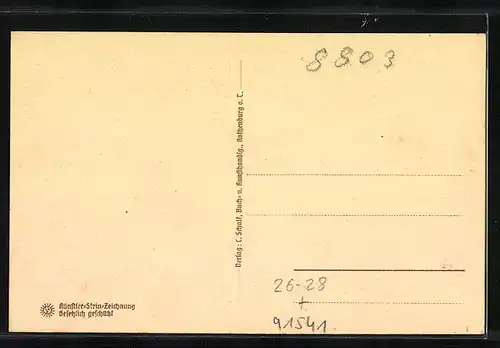 Steindruck-AK Rothenburg o. T., Stadtmauerpartie am Klingentor