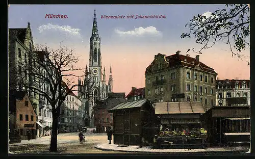AK München-Haidhausen, Wienerplatz mit Johanniskirche