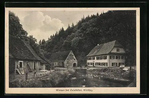 AK Wimsen bei Zwiefalten /Württbg., Uferpartie
