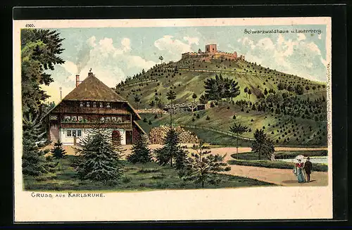 Lithographie Karlsruhe, Schwarzwaldhaus und Lauterberg