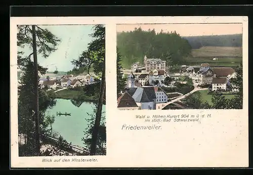 AK Friedenweiler /Schwarzwald, Blick auf Klosterweier, Ortspartie aus der Vogelschau