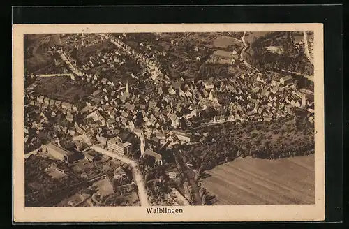 AK Waiblingen, Ortsansicht aus der Vogelschau