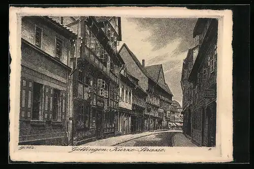 Künstler-AK Göttingen, Blick in die Kurze Strasse