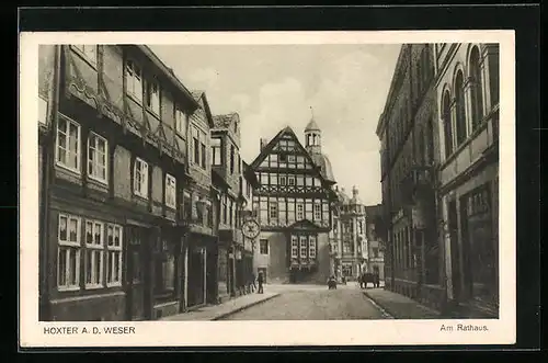 AK Höxter a. d. Weser, Am Rathaus, Fachwerk
