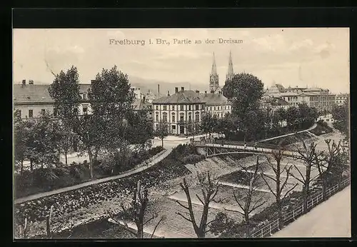 AK Freiburg i. Br., Partie an der Dreisam