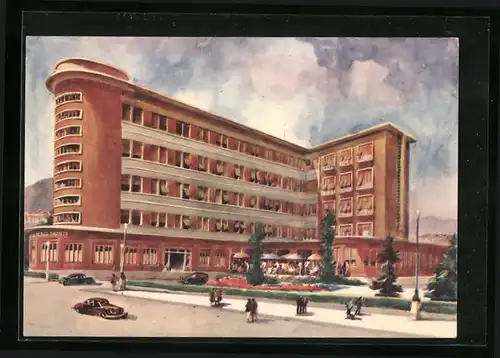 AK Trento, Grand Hotel mit Strassenpartie