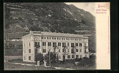 AK Bozen, Hôtel Stiegl mit Bergpanorama
