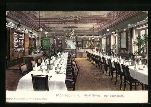 AK Mühlbach i. P., Hôtel Sonne, Der Speisesaal