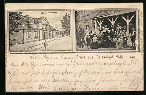 AK Kellenhusen, Hoofe`s Gasthof mit Familie