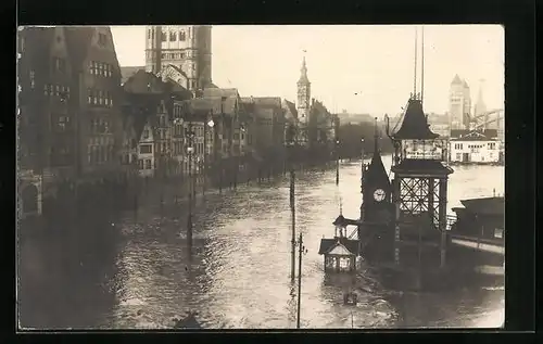Foto-AK Köln, Ortsansicht mit Hochwasser 1927