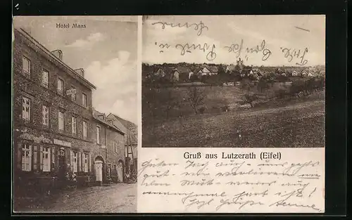 AK Lutzerath i. Eifel, Gesamtansicht mit Hotel Maas