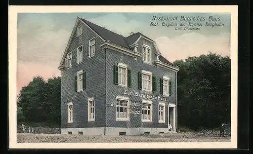 AK Barmen, Restaurant Bergisches Haus, Stat. Birgden der Barmer Bergbahn