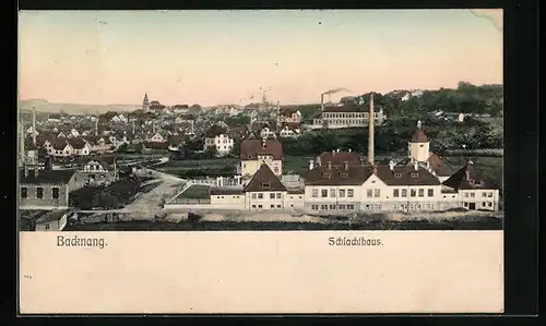 AK Backnang, Schlachthaus aus der Vogelschau